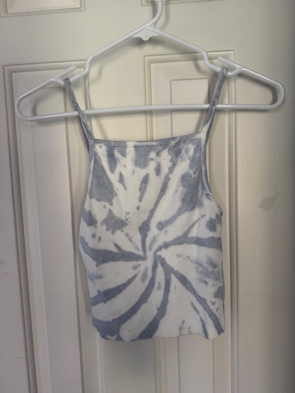 Zara Spiral Tie-Dye Ribbed Cami - Light Blue & White